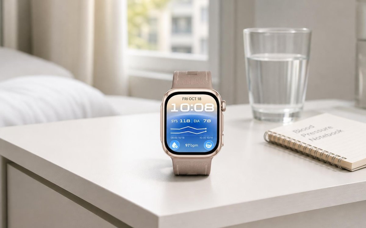Смарт-часы Huawei Watch D3 на светлом столе в утренней квартире